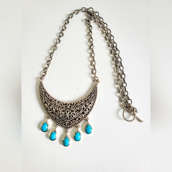 Sterling Silver 925 Turquoise Native American Style Necklace